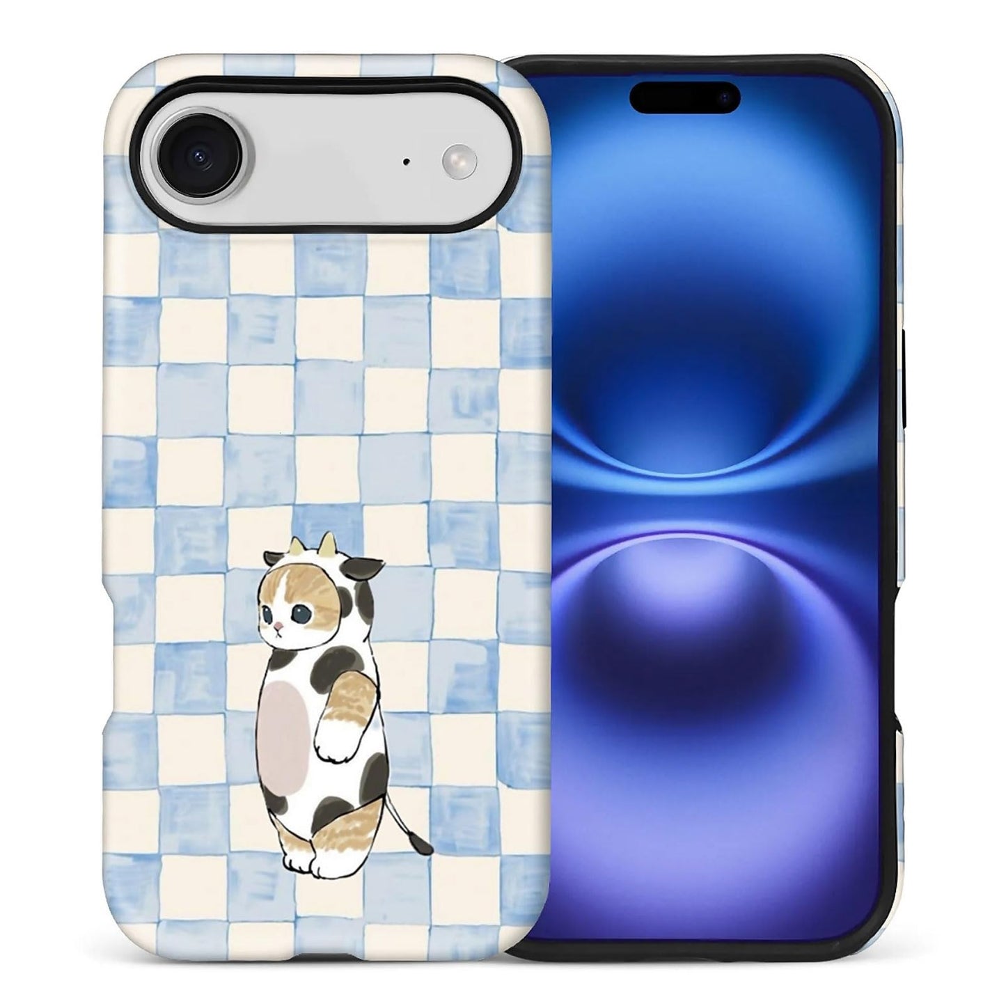 Case Compatible with iPhone 17, Girl Hybrid 2-Layer Hard Shell + Silicone Protective Case -Scratch-Resistant Shockproof - Colorful Stripes A Monkey Eating Ice Cream