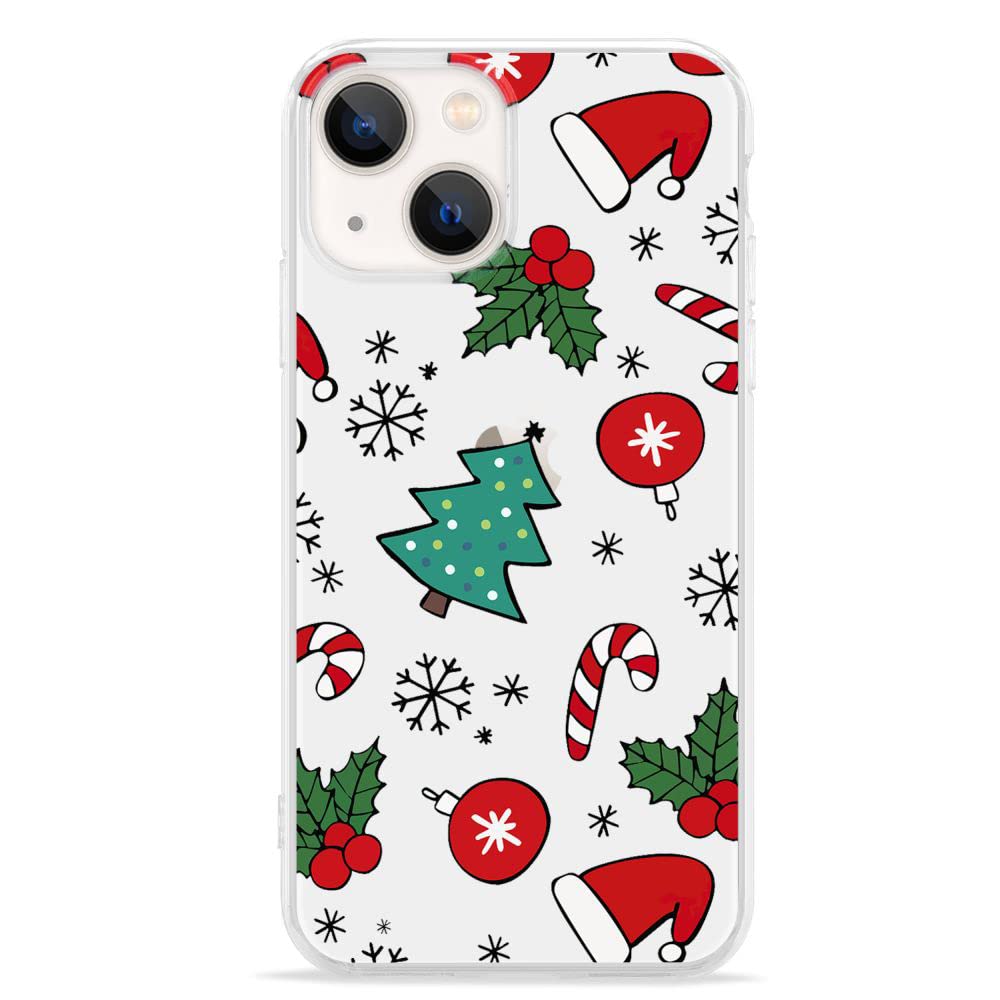 LCHULLE for iPhone 12/12 Pro Christmas Case Xmas Santa Holiday Clear Case | Cute Transparent Design for Women Men Kids, Slim Fit Soft TPU Silicone Shockproof Protective Back Cover - Xmas Tree