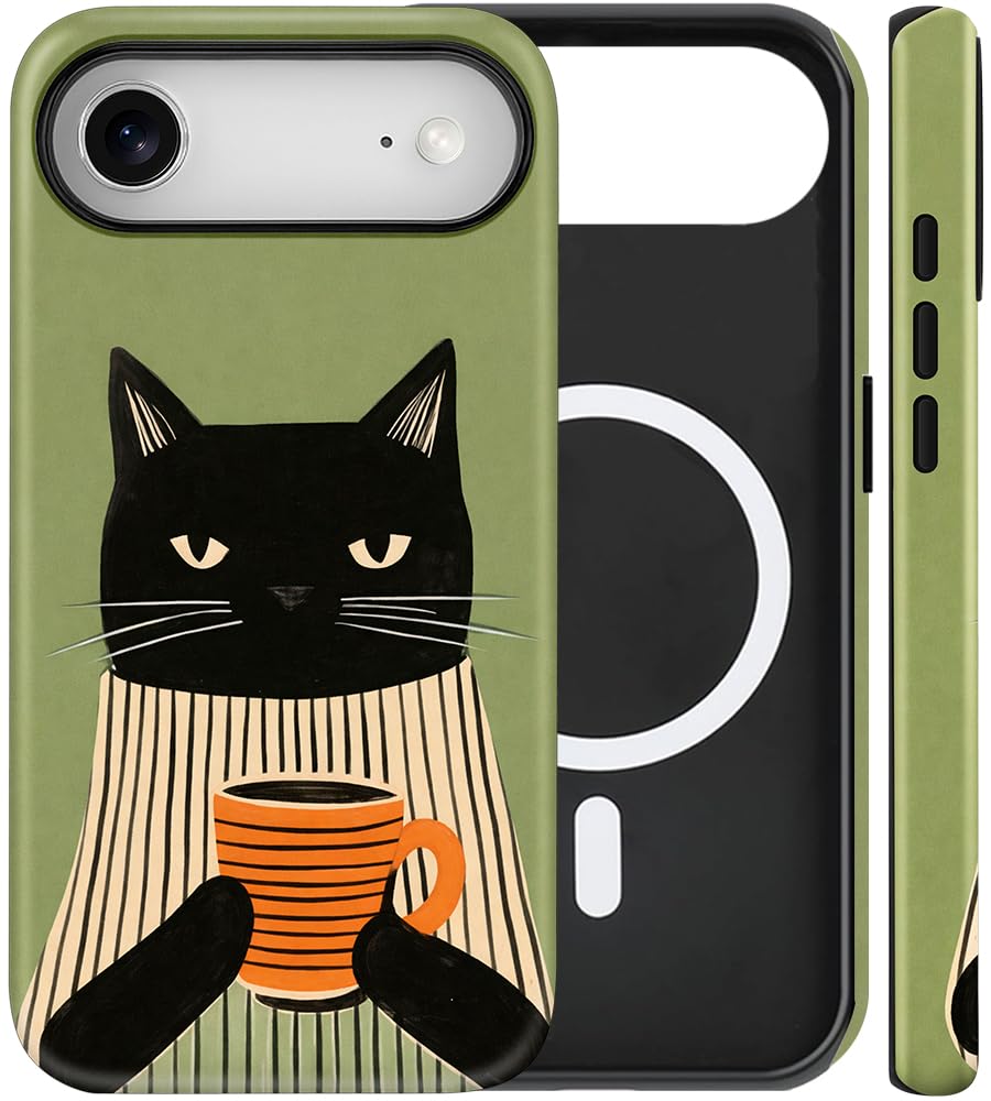 Magnetic for iPhone 13/14 Case Cute Cat Phone Case, Apricot | Shockproof Slim TPU and Hard PC Protective Phone Cover Compatible with MagSafe Designed for Women Girls Gift
