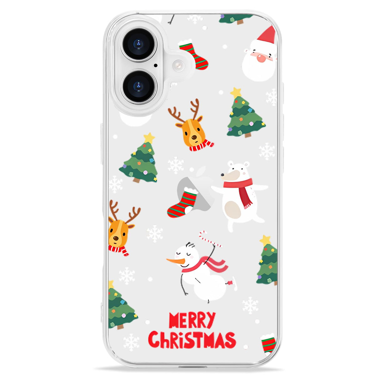 LCHULLE for iPhone 12/12 Pro Christmas Case Xmas Santa Holiday Clear Case | Cute Transparent Design for Women Men Kids, Slim Fit Soft TPU Silicone Shockproof Protective Back Cover - Xmas Tree