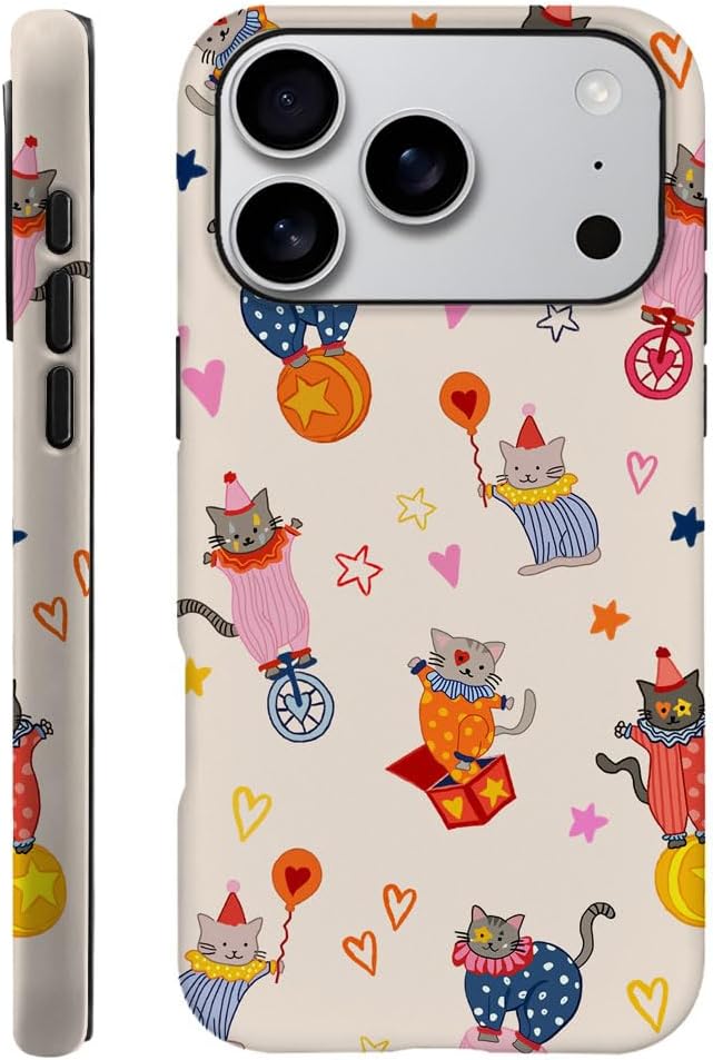 Case for iPhone 17 Pro - [Drop Protection Phone Cover] - Hybrid Case for Girl Women - Cute Cat Playful