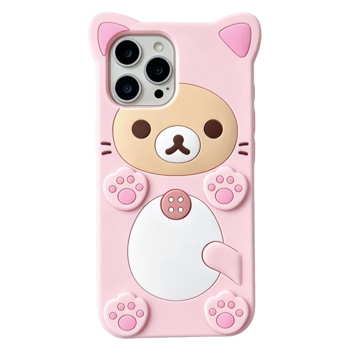 Case for iPhone 13 with Strap Lanyard Keychain Cute Bear Cookie Kawaii Funny Soft Silicone Shockproof Protective Cover for Women Girls