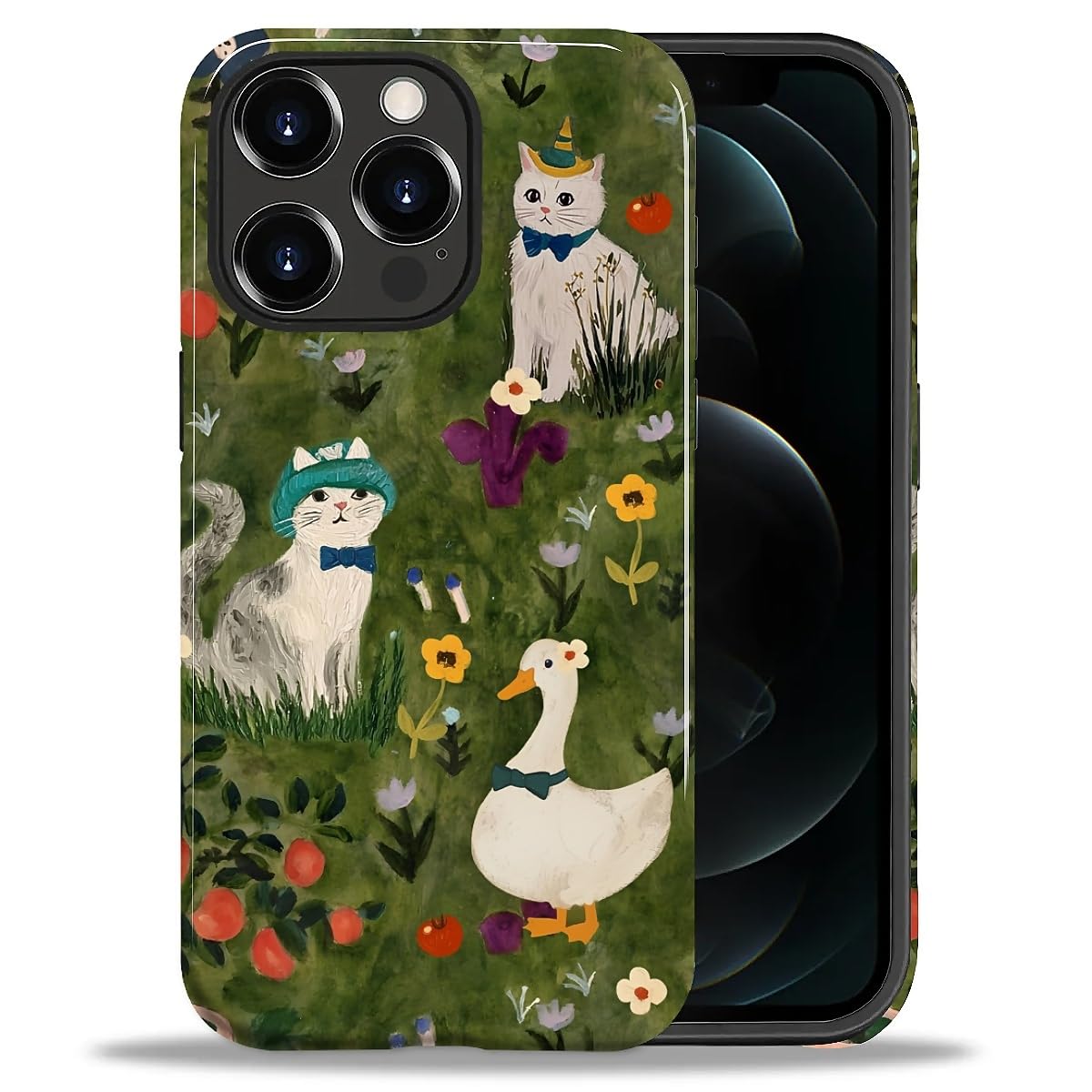 DAIZAG Case for iPhone 13 iPhone 14, Christmas Coffee Snowflake Cane Full-Body Design Hybrid Dual Protection Soft TPU + Hard PC, Shockproof Scratch-Resistant Protective Cover Phone Case for Men Women
