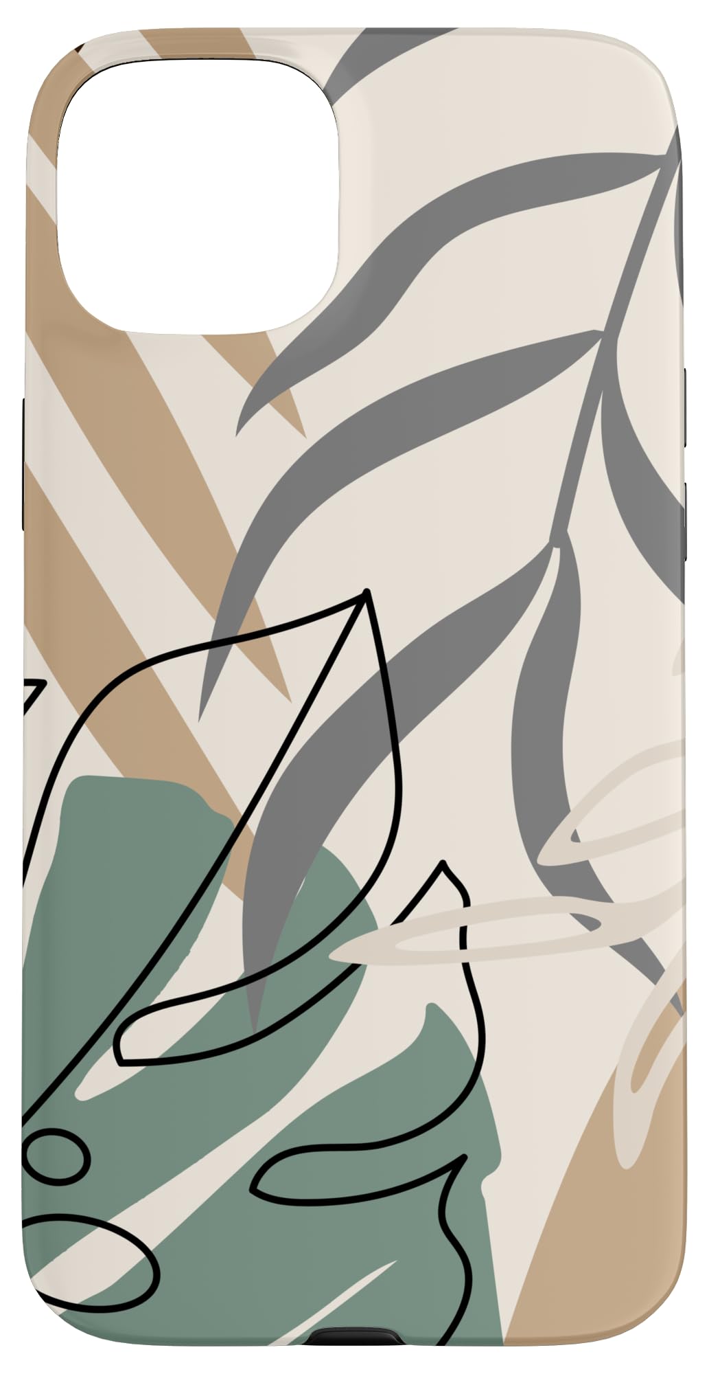 Tropical Botanical Beige Brown Exotic Minimalist Abstract Case for iPhone 15