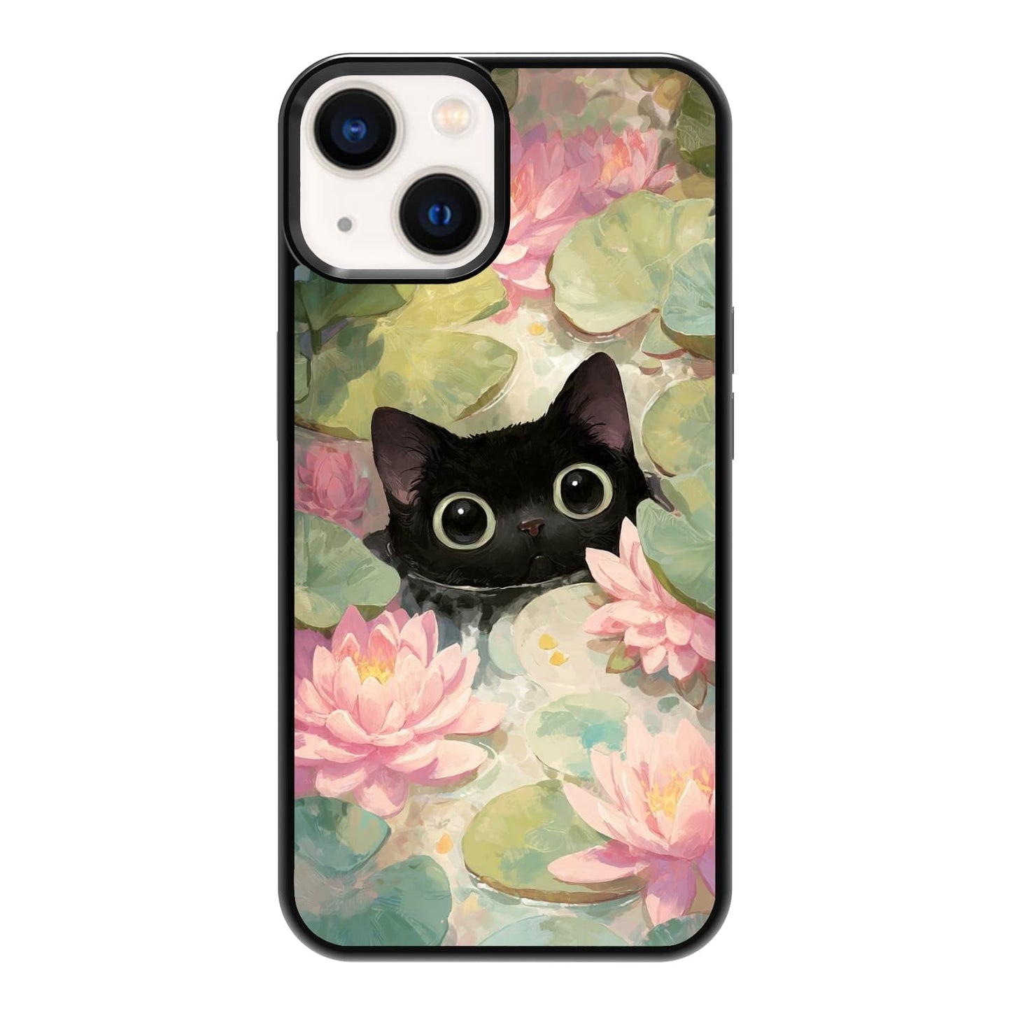 Black Cat Indoor Jungle Potted Plants Bookshelf Dark Green Botanical Urban Forest Phone Case, Shockproof Protective Cover for iPhone 11 12 13 14 15 16 17 Pro Max Plus Mini XR 7 8 SE