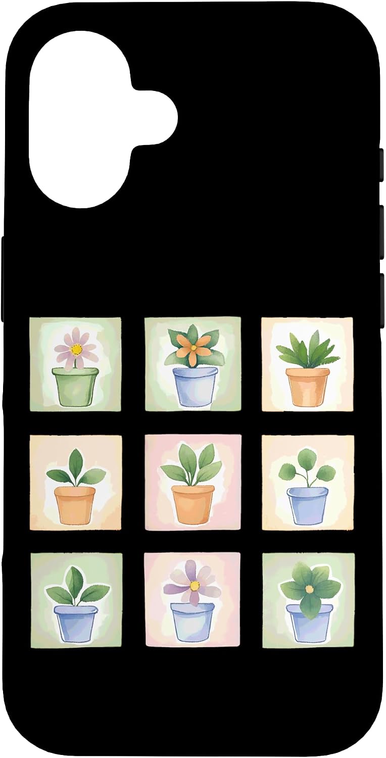 Potted Plant Flower Grid Nature Home Decor Case for iPhone 16