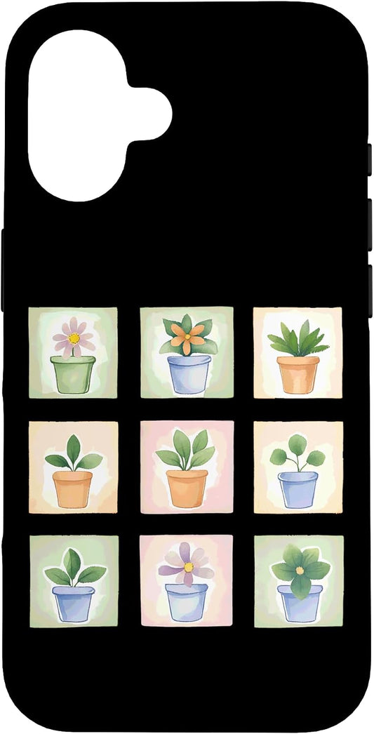 Potted Plant Flower Grid Nature Home Decor Case for iPhone 16
