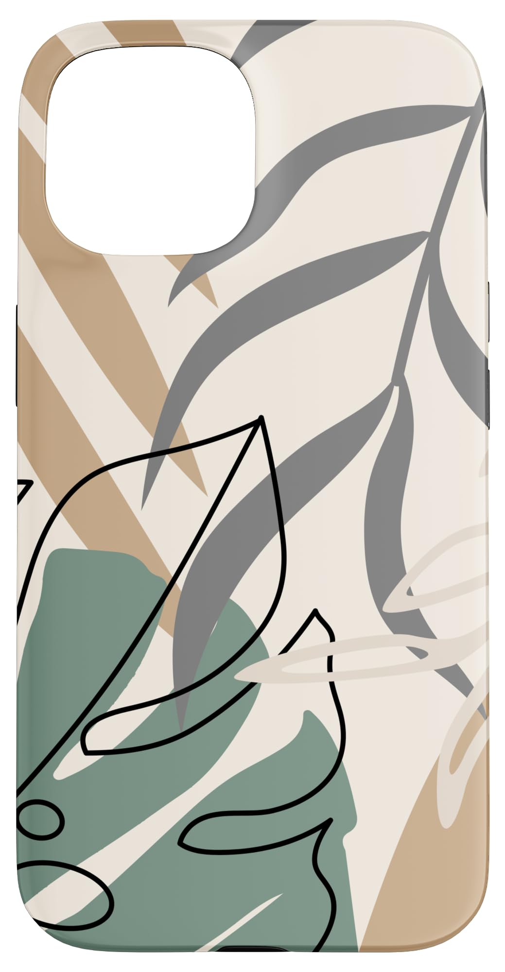 Tropical Botanical Beige Brown Exotic Minimalist Abstract Case for iPhone 15