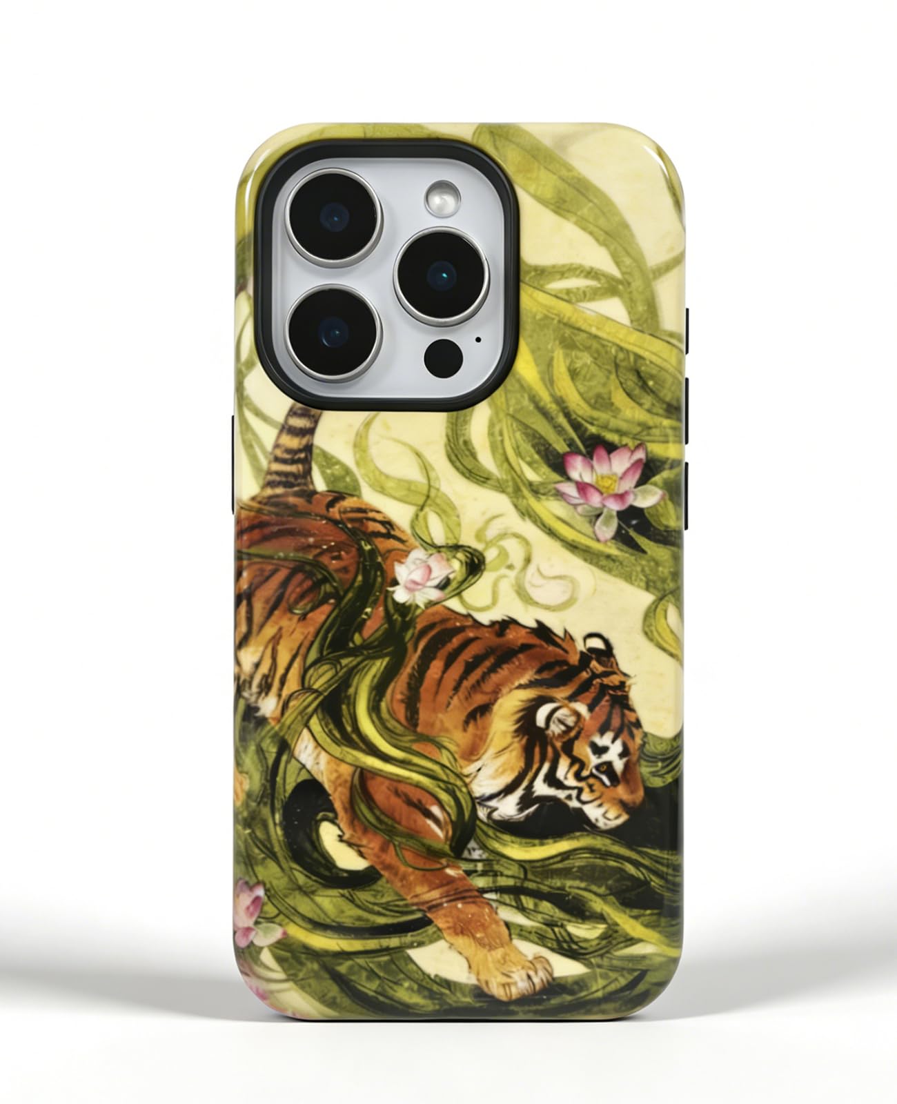 for iPhone 17 Pro Case Cute Retro Chinese-Style Tiger Phone Case Made of Hard PC Material, It Provides Full Protection with A Glossy Finish for Women (Green, iPhone 17 Pro)