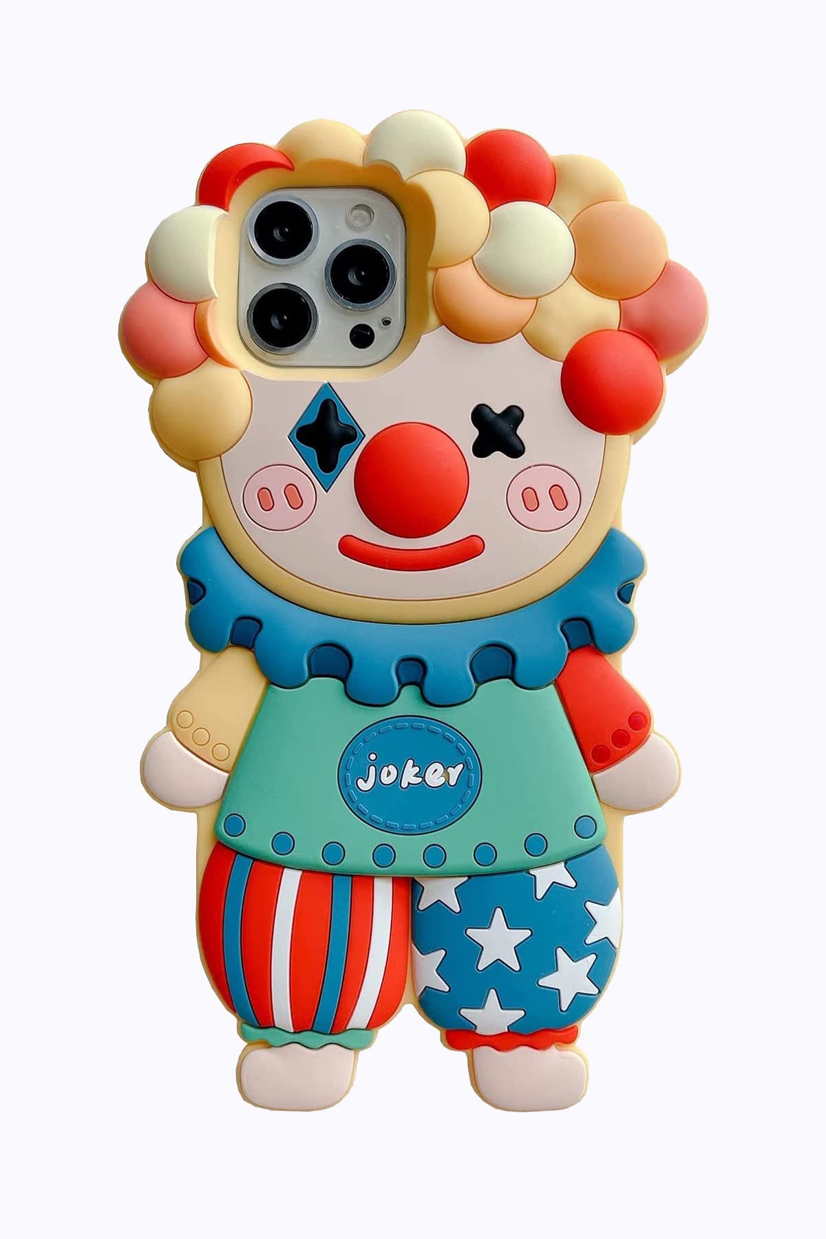 Case for iPhone 17 Pro Max Cute Kawaii 3D Cartoon Clown Soft Silicone Bumper Shockproof Cover Protective Case for Kids Girls
