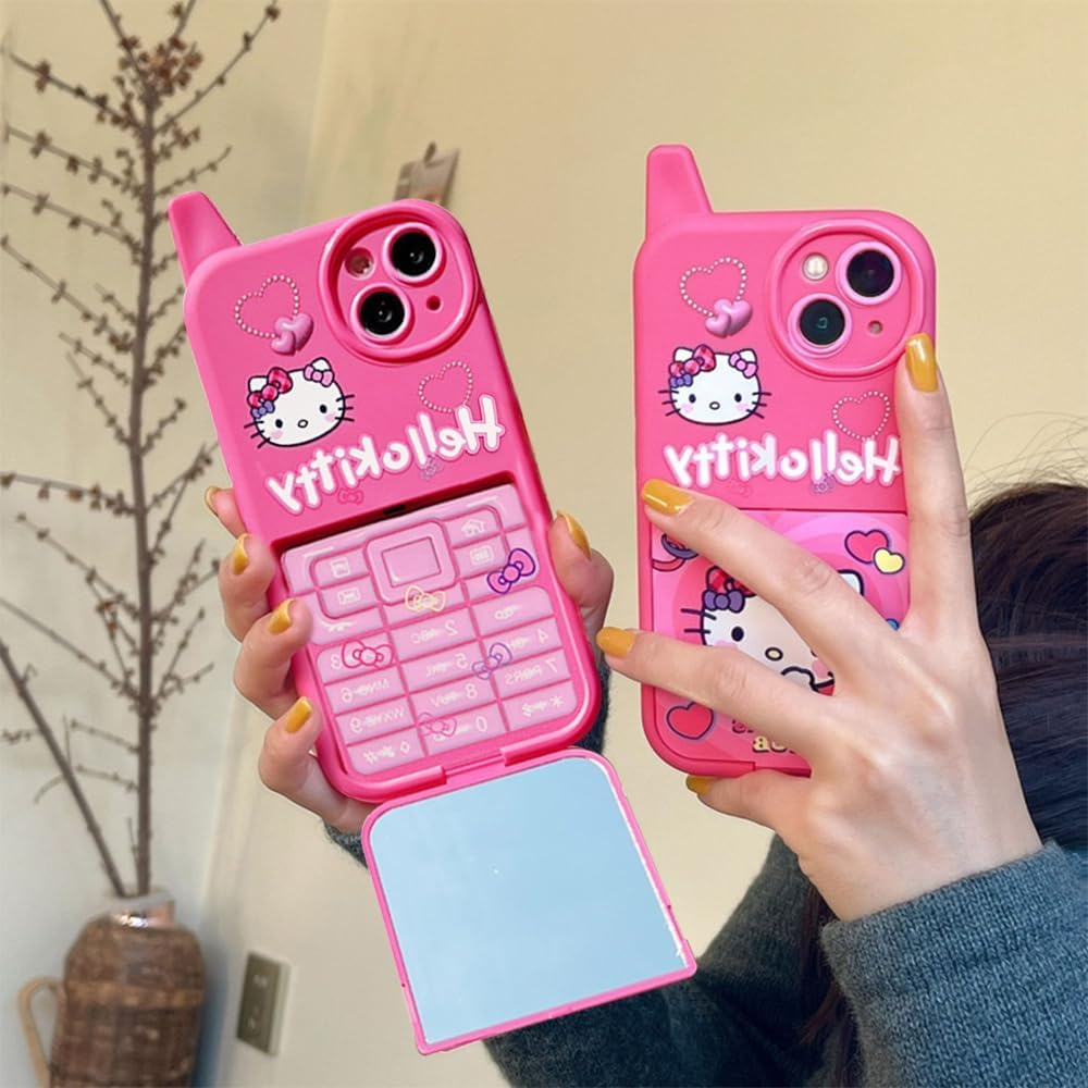 Cute Funny Kitty Phone for iPhone 13 Case | Cartoon Kawaii Cat Phone Case 3D Character Cover Case for Kids Girls and Womens