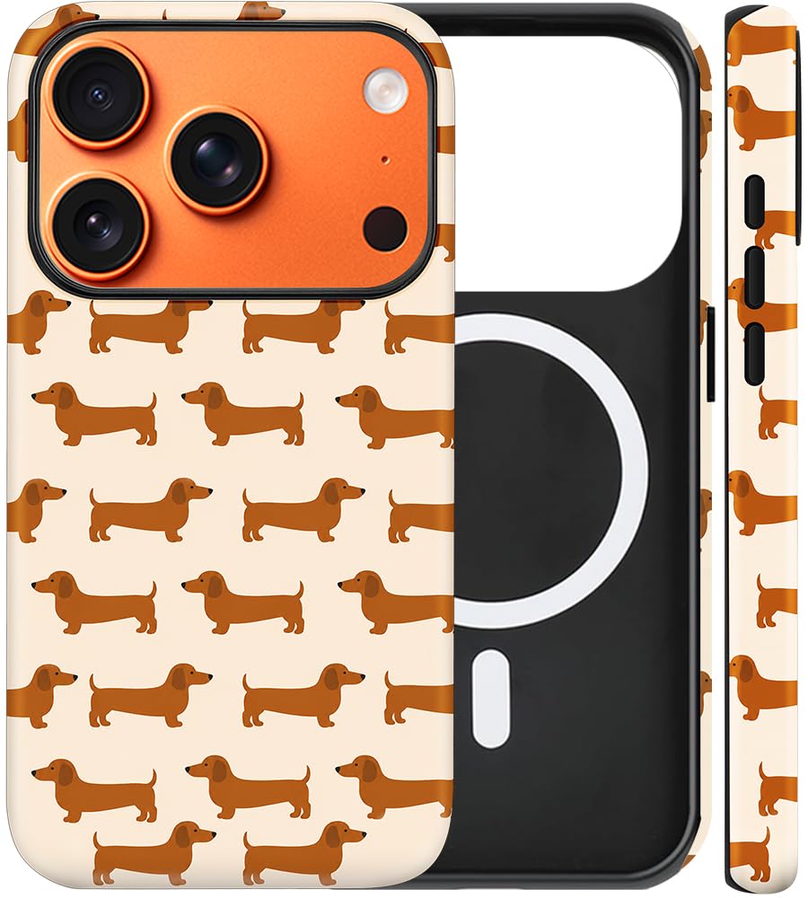 Magnetic for iPhone 13/14 Case Cute Cat Phone Case, Apricot | Shockproof Slim TPU and Hard PC Protective Phone Cover Compatible with MagSafe Designed for Women Girls Gift