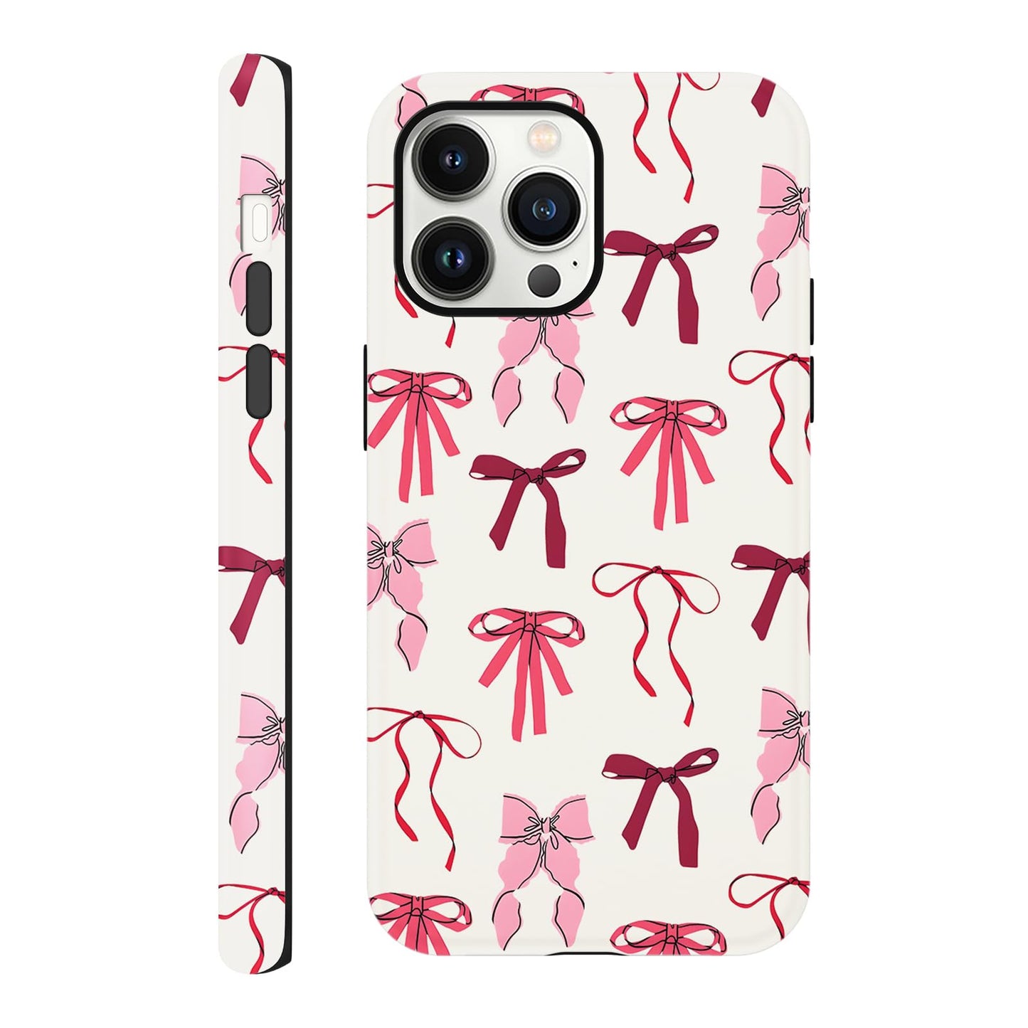 Cute Christmas Bow Phone Case for iPhone 12/12 Pro Case 6.1", Red Green Aesthetic Coquette Preppy Ribbon Bowknot Pattern Design Cover Shockproof Soft TPU Hard PC Protection Girls Women Funda