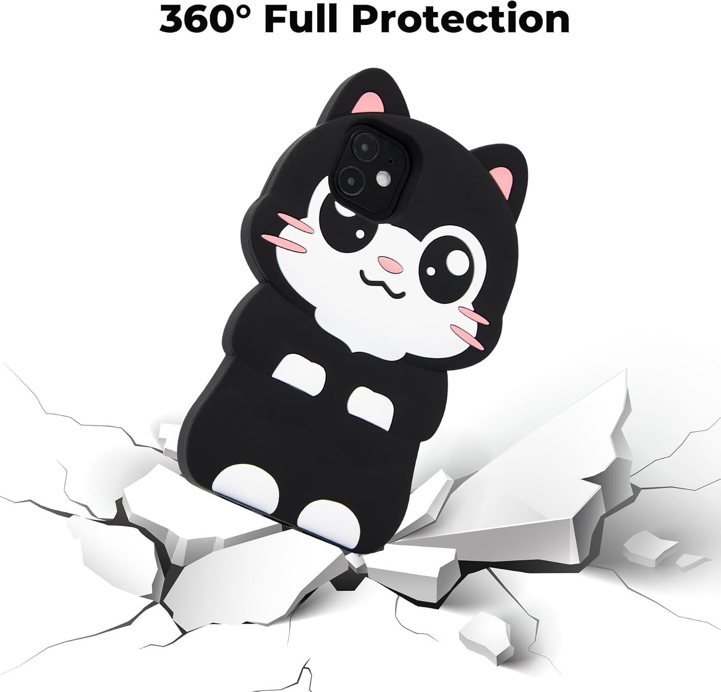 Dumkery Cute Pocket Cat iPhone 11 Case, Kitty Cat 3D Funny Cartoon Animals Soft Silicone Full Protection Shockproof Cases Cover Skin for Kids Girls Women Children