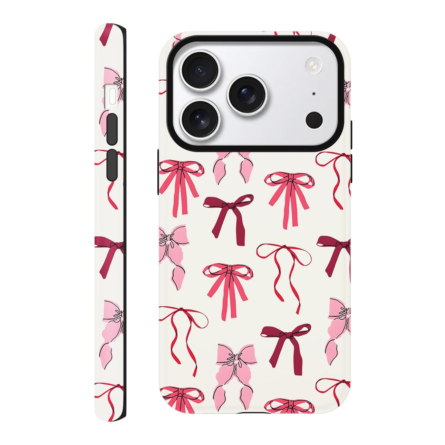 Cute Christmas Bow Phone Case for iPhone 12/12 Pro Case 6.1", Red Green Aesthetic Coquette Preppy Ribbon Bowknot Pattern Design Cover Shockproof Soft TPU Hard PC Protection Girls Women Funda
