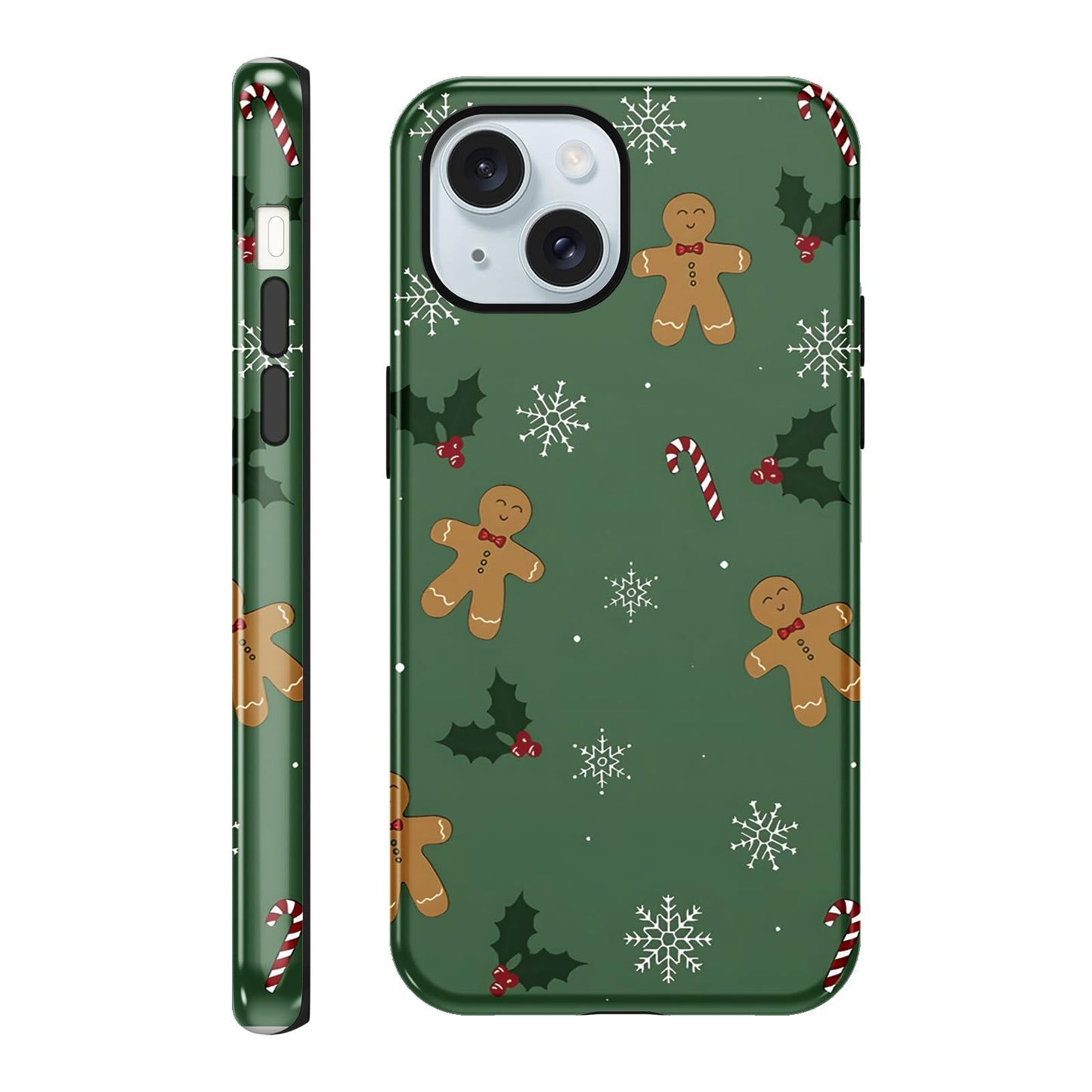 Merry Christmas Phone Case for iPhone 13/14, Cute Case with Candy Gingerbread Man Pattern, Hybrid Durable Shockproof Soft Silicone Cover for Girl Women Men Boys