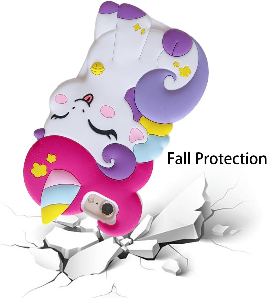 3D Cute Unicorn Soft Case for iPhone 16e/iPhone 17e 6.1 inch,3D Cute Cartoon Kawaii Fashion Character Unicorn Horse Kids Girls Women Soft Silicone Case