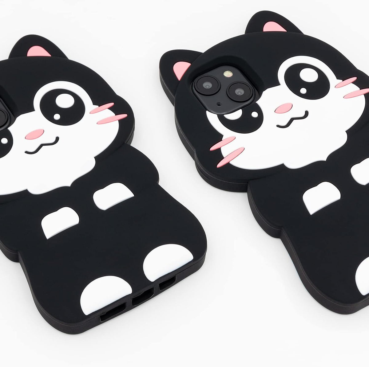 Dumkery Cute iPhone 13 Case, Pocket Cat iPhone 14 Case, Kitty Cat Funny 3D Cartoon Animals Kitten Soft Silicone Shockproof Cases Cover Skin for Girls Kids Women Children