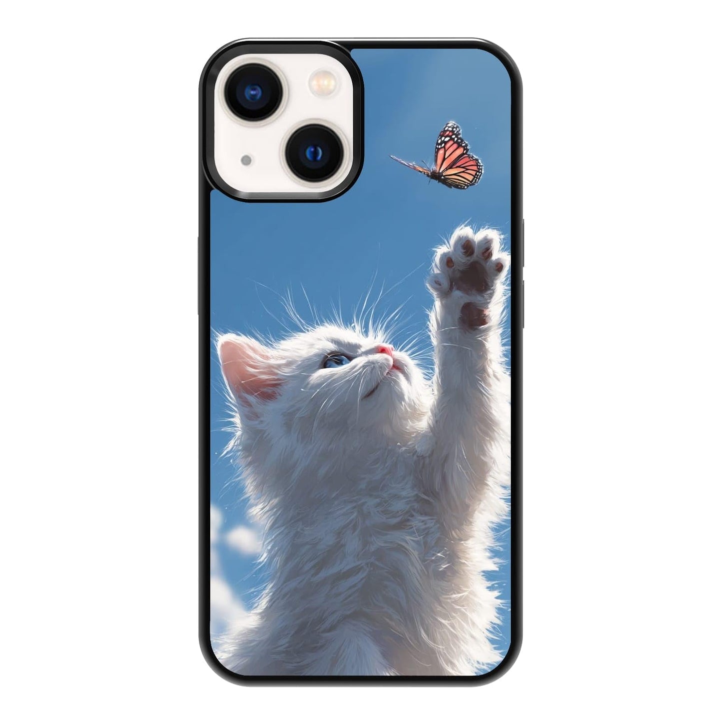 Lush Tropical Monstera Leaves Black Cat Botanical Art Phone Case, Shockproof Protective Cover for iPhone 11 12 13 14 15 16 17 Pro Max Plus Mini XR 7 8 SE