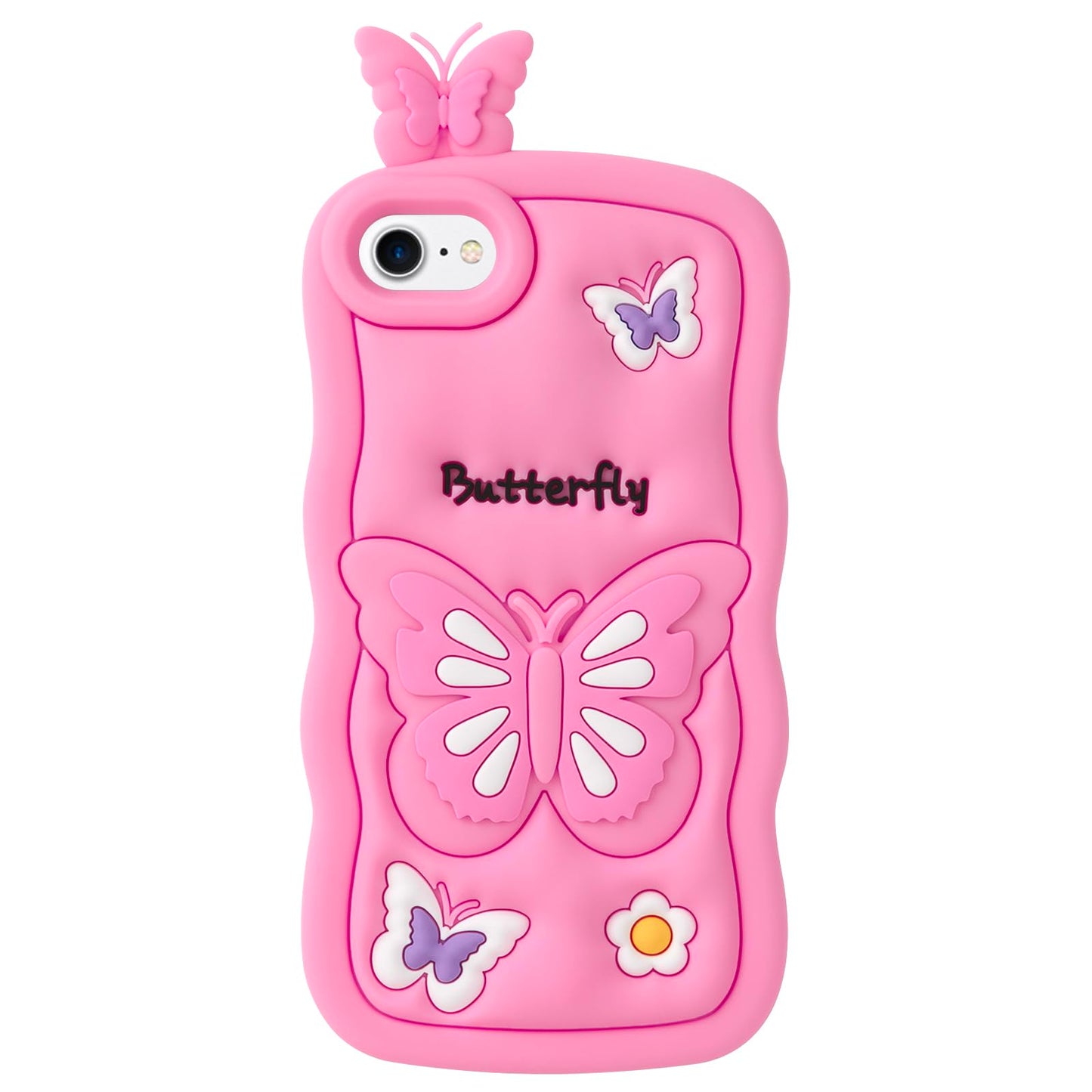 Cute Phone Case Compatible with iPhone 13, Butterfly iPhone 14 Cases, Animal iPhone 15 Girly 3D Cartoon Soft Silicone Heavy Duty Protection Cover for Girls Kids Women