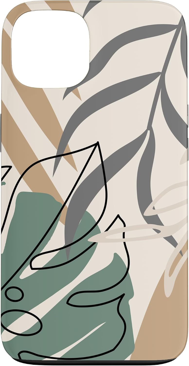 Tropical Botanical Beige Brown Exotic Minimalist Abstract Case for iPhone 15