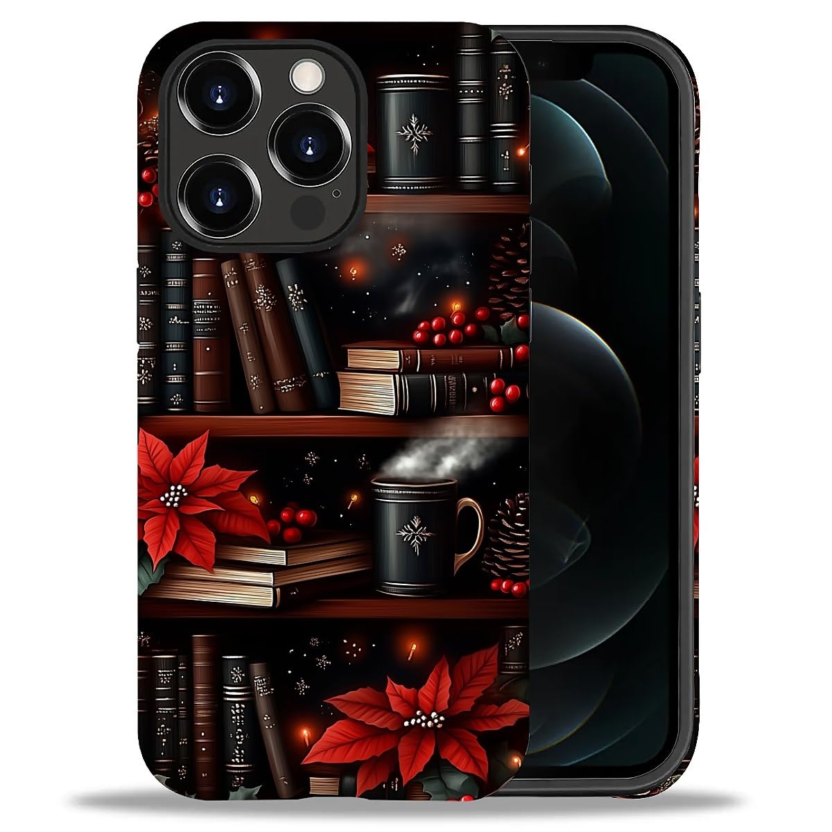 Case for iPhone 17,Drop Protection Hybrid 2-Layer Hard Phone Cover-Vintage Christmas Stamps Collage