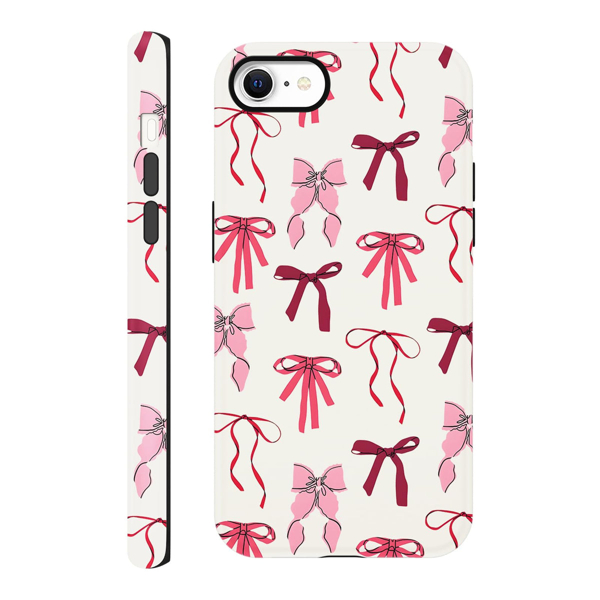 Cute Christmas Bow Phone Case for iPhone 12/12 Pro Case 6.1", Red Green Aesthetic Coquette Preppy Ribbon Bowknot Pattern Design Cover Shockproof Soft TPU Hard PC Protection Girls Women Funda
