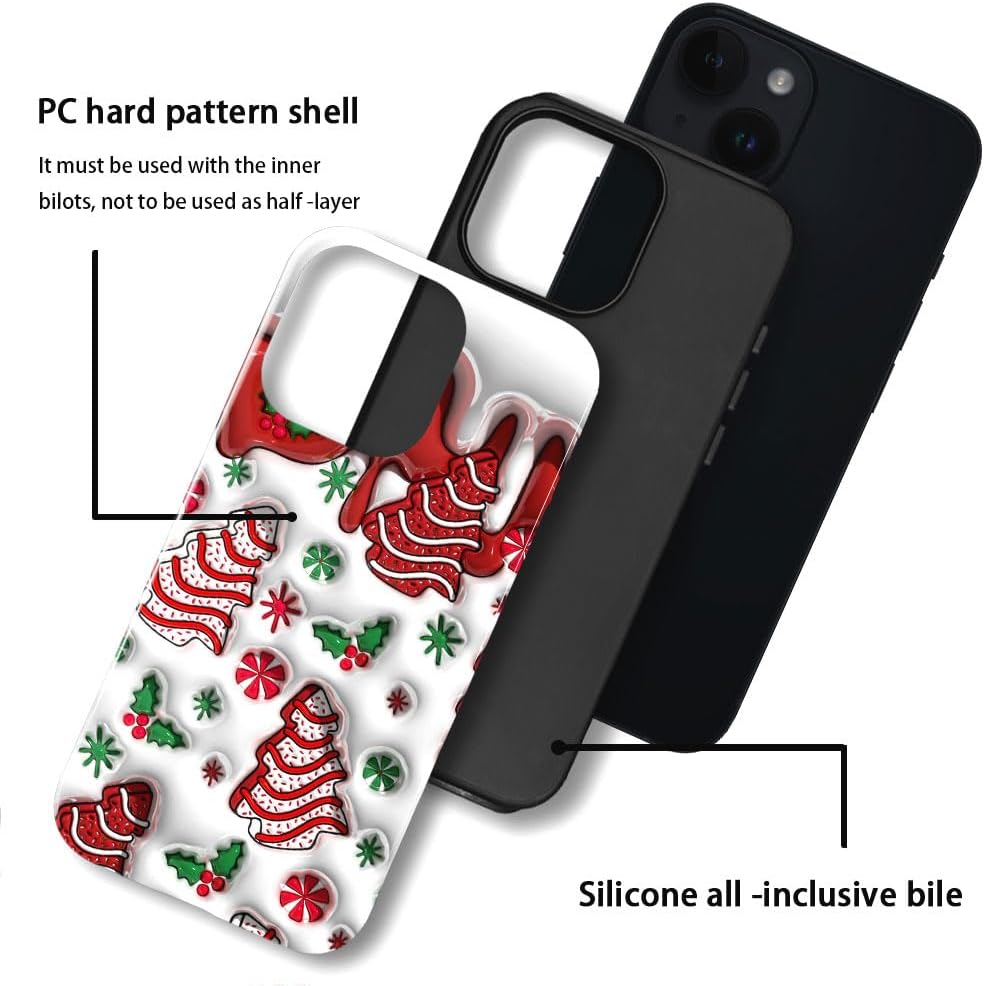 Case for iPhone 14,Christmas 3D Winter Phone Case Slim Silicone Shockproof Cover for Girls Women（Glossy & Durable）