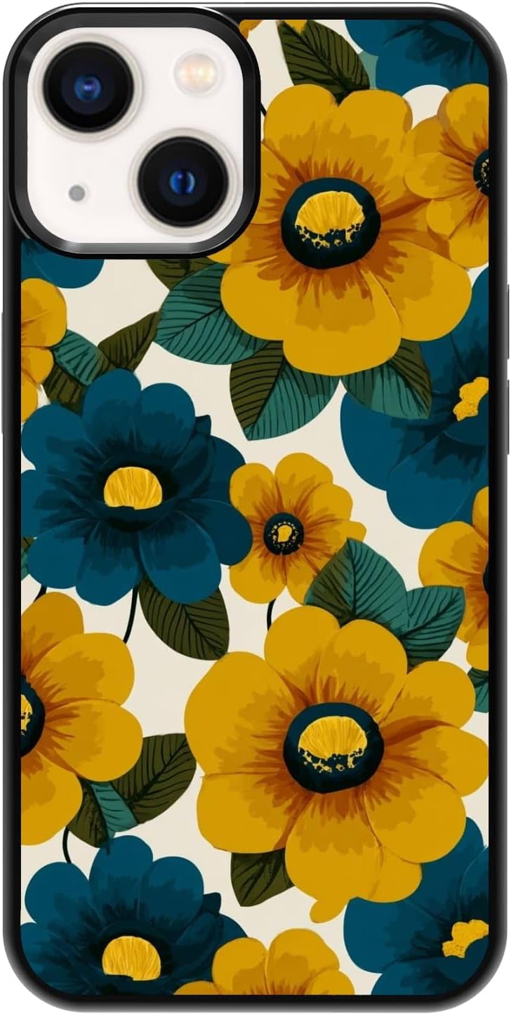 Dark Botanical Wildflower Forest Green Leaf White Blossom Nature Art Phone Case, Shockproof Protective Cover for iPhone 11 12 13 14 15 16 17 Pro Max Plus Mini XR 7 8 SE