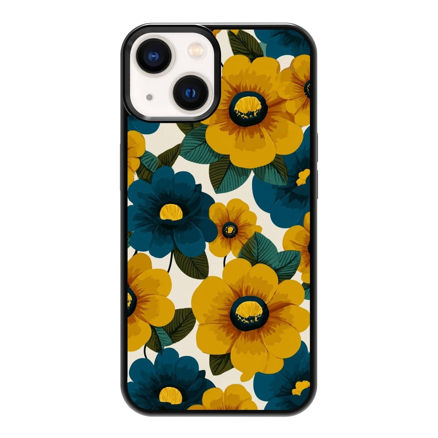 Dark Botanical Wildflower Forest Green Leaf White Blossom Nature Art Phone Case, Shockproof Protective Cover for iPhone 11 12 13 14 15 16 17 Pro Max Plus Mini XR 7 8 SE