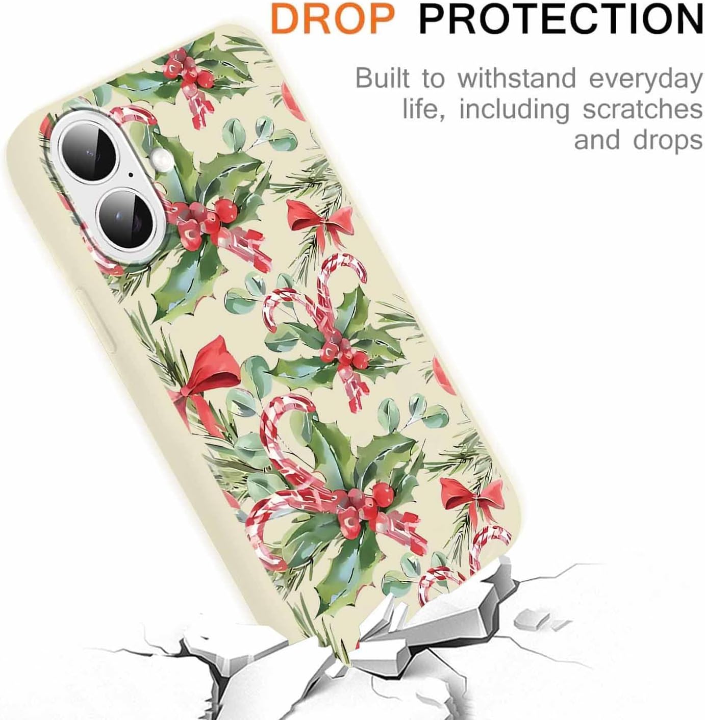 2 Pack Merry Christmas Phone Case for iPhone 16 6.1", Cute Xmas Christmas Tree Pattern Case with Candy Design Christmas Decorations Gifts Shockproof Soft Silicone Cover for Girl Women