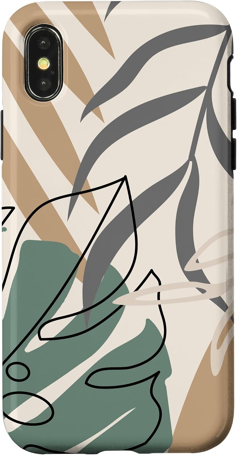 Tropical Botanical Beige Brown Exotic Minimalist Abstract Case for iPhone 15