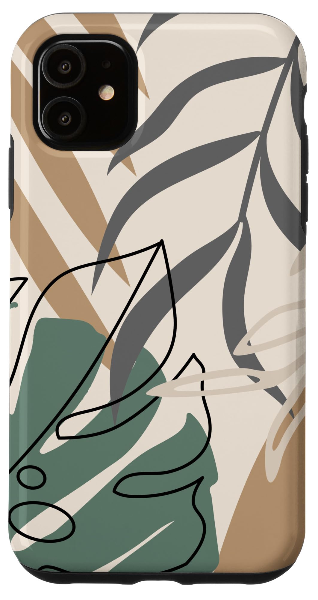 Tropical Botanical Beige Brown Exotic Minimalist Abstract Case for iPhone 15