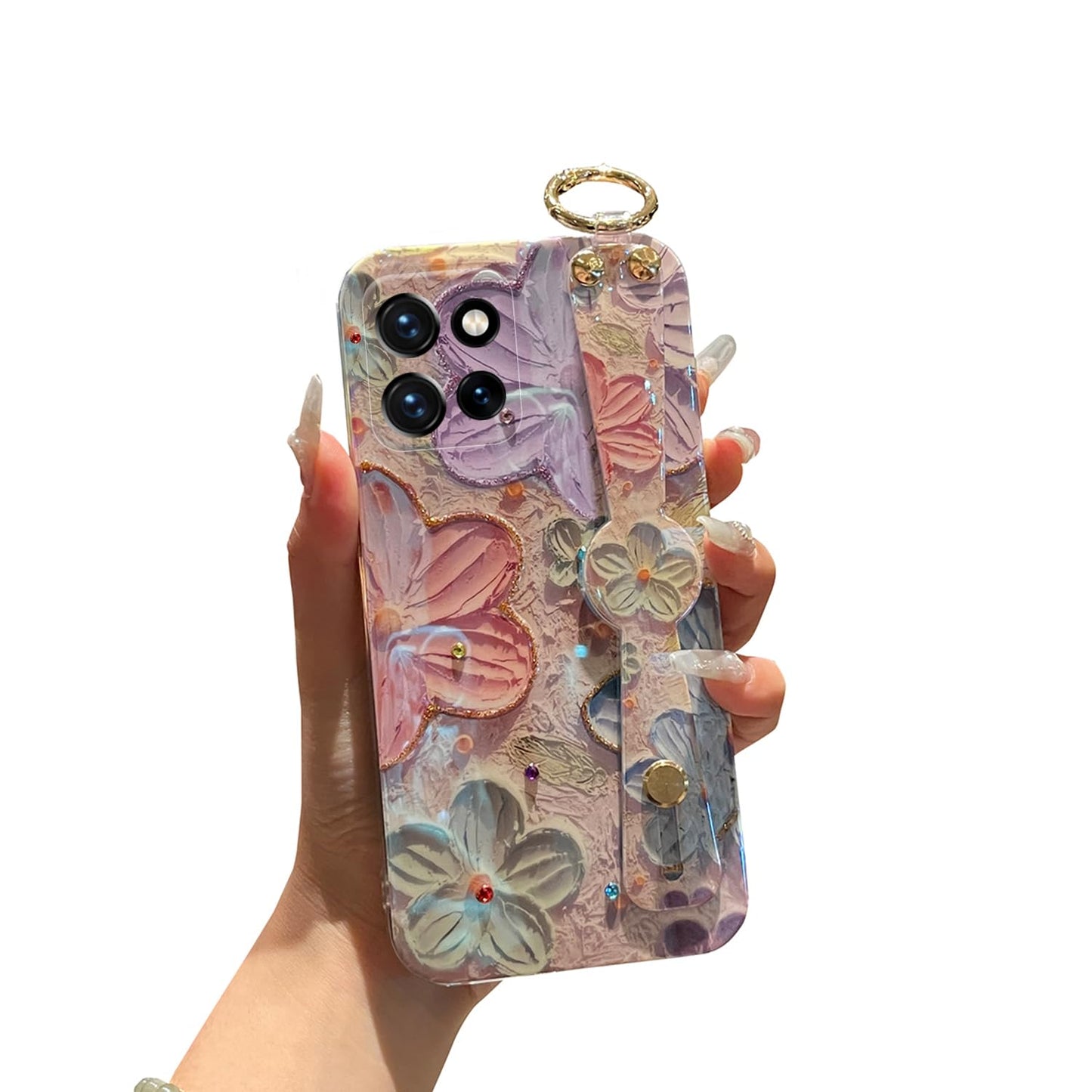 for Motorola Moto G Power 5g 2025 Case 6.8" with Wrist Strap Stand Glitter IMD Cute Kawaii Cartoon Pattern Design Shockproof Protective Phone Cases for Girls & Women - Sunflower