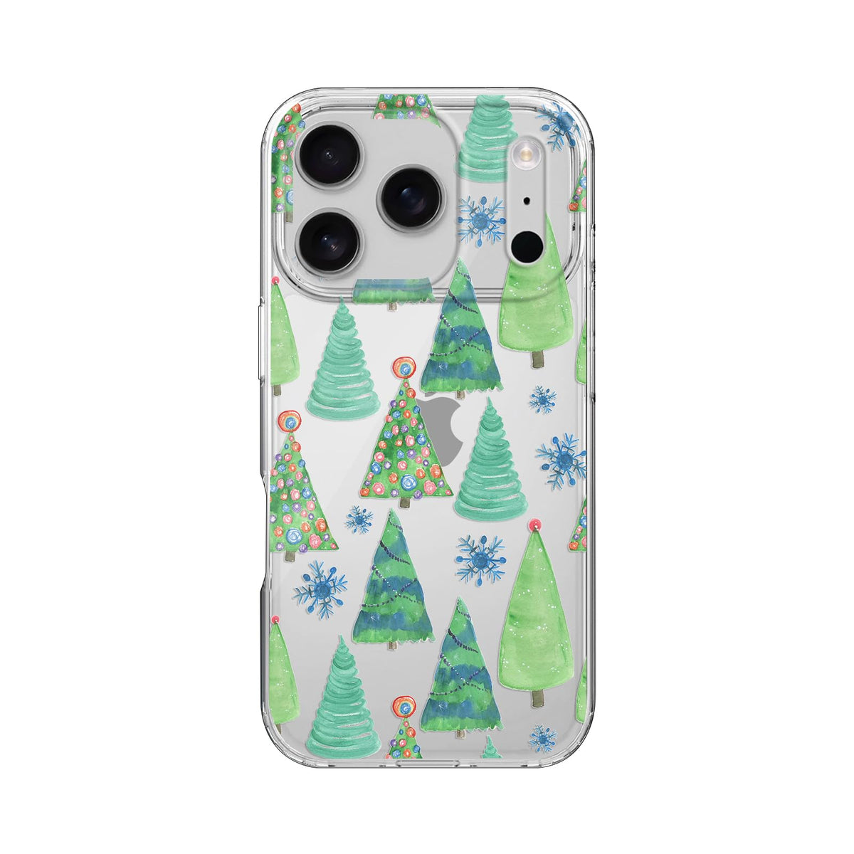 Blingy's for iPhone 17 Case, Christmas Tree Snowflake Winter Clear Case | Transparent, Winter Holiday Design, Snowflake Pattern, Christmas Pattern, Merry Christmas, Soft TPU Protective Case 6.3 in