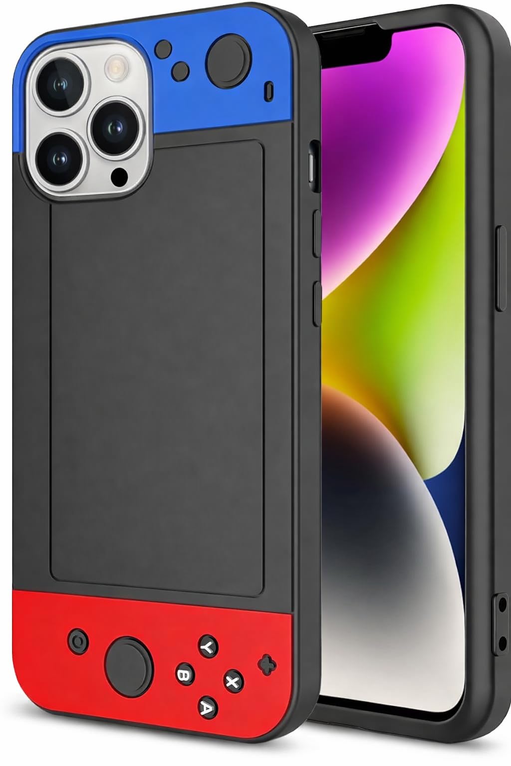 for iPhone 15 Case,for iPhone 14,for iPhone 13 Cover,3D Cartoon Cute Kawaii Fun Cool Video Game Phone Case,Snap On,Anti-Slip,Full Body Protection Cover for Man Women Teen Boy Girl Blue Red Black