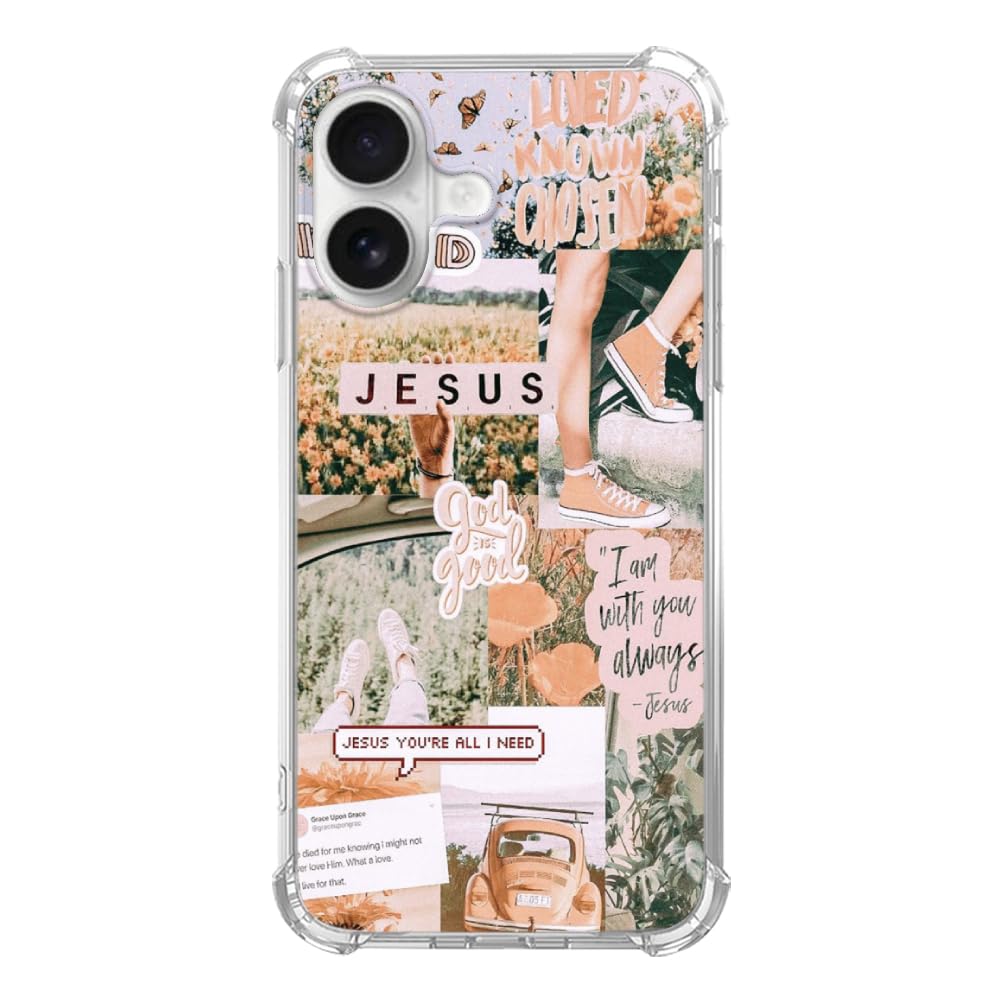 Aesthetic Christmas Collage Phone Case for iPhone 16, Christmas Wreath Gingerbread Phone Case for iPhone 16