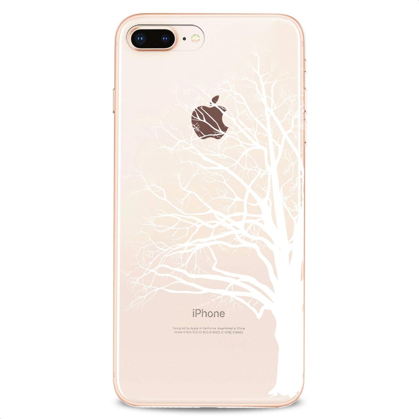 Case Compatible with iPhone 14 13 Pro Max 12 Mini 11 Xs X 8 Plus Xr 7 SE 6s 5 Slim Shadow Plants Lovely Phone Nature Flexible Silicone Print Modern Art Design Trees Cute Soft Clear White