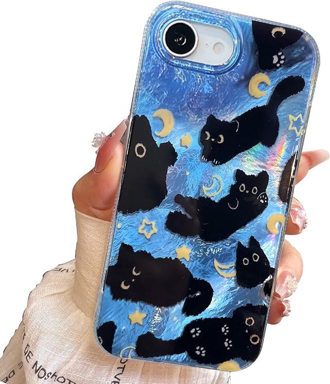 for iPhone 13 Case & iPhone 14 Case Shiny Cute cat Design,Fun Dog Soft Slim TPU Shockproof Protective Bumper Adorable Phone Cases Cover for Women Girls Aesthetic,iPhone 14/13 6.1"