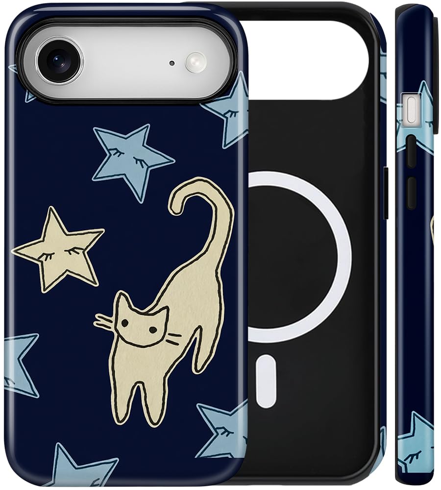 Magnetic for iPhone 13/14 Case Cute Cat Phone Case, Apricot | Shockproof Slim TPU and Hard PC Protective Phone Cover Compatible with MagSafe Designed for Women Girls Gift