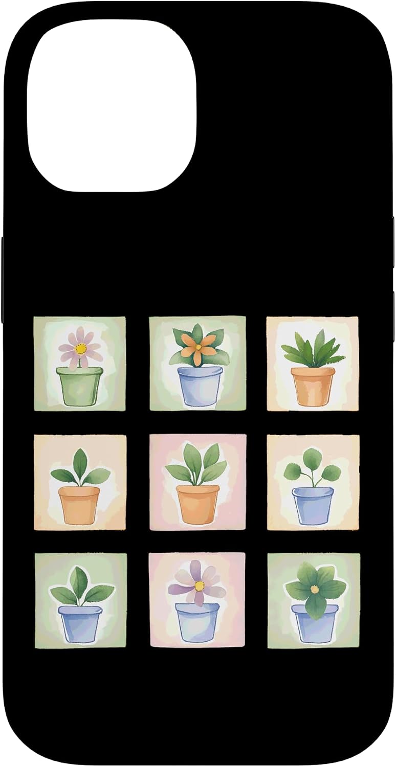 Potted Plant Flower Grid Nature Home Decor Case for iPhone 16