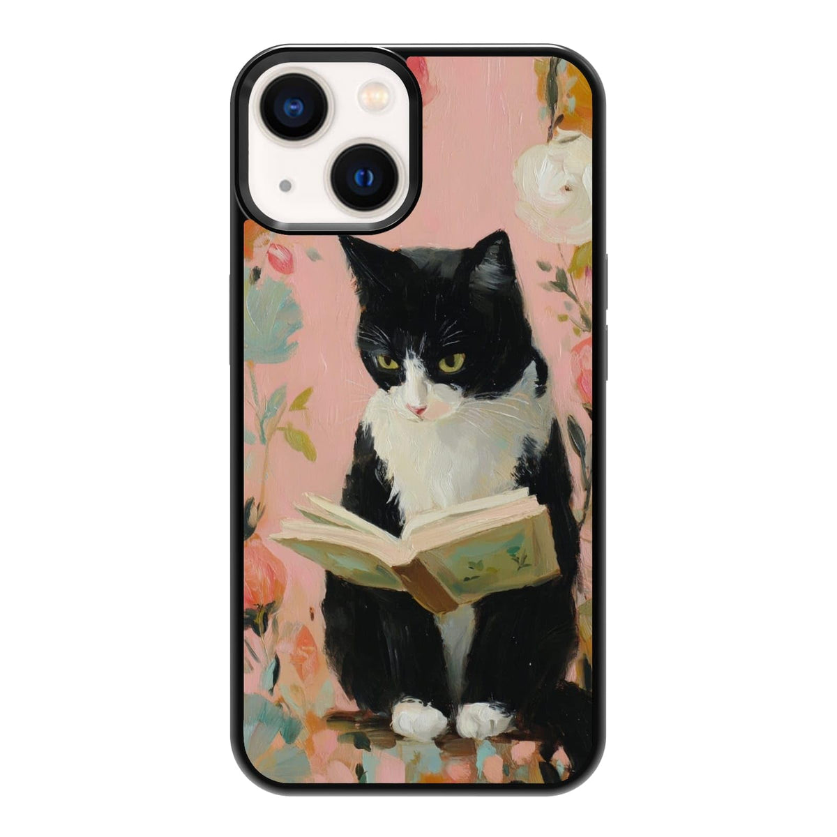 Lush Tropical Monstera Leaves Black Cat Botanical Art Phone Case, Shockproof Protective Cover for iPhone 11 12 13 14 15 16 17 Pro Max Plus Mini XR 7 8 SE