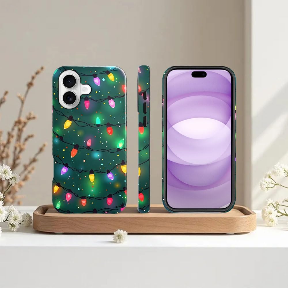 Case for iPhone 17,Christmas Lights Cute Holiday Phone Case Military-Grade Drop Protection Cover for Women Girl - Glossy