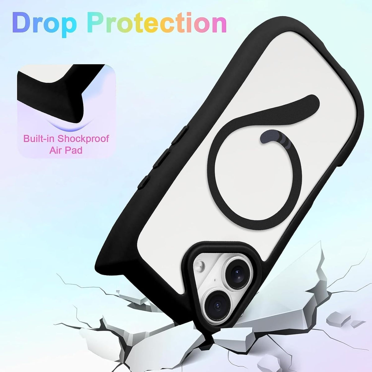 AIGOMARA Cute Kitty Case for iPhone 17 with 3D Cat Ears, Black | Kawaii Magnetic Tail Design [Compatible with MagSafe] Clear Aesthetic Drop Proof Protective Phone Cover for Women Girls