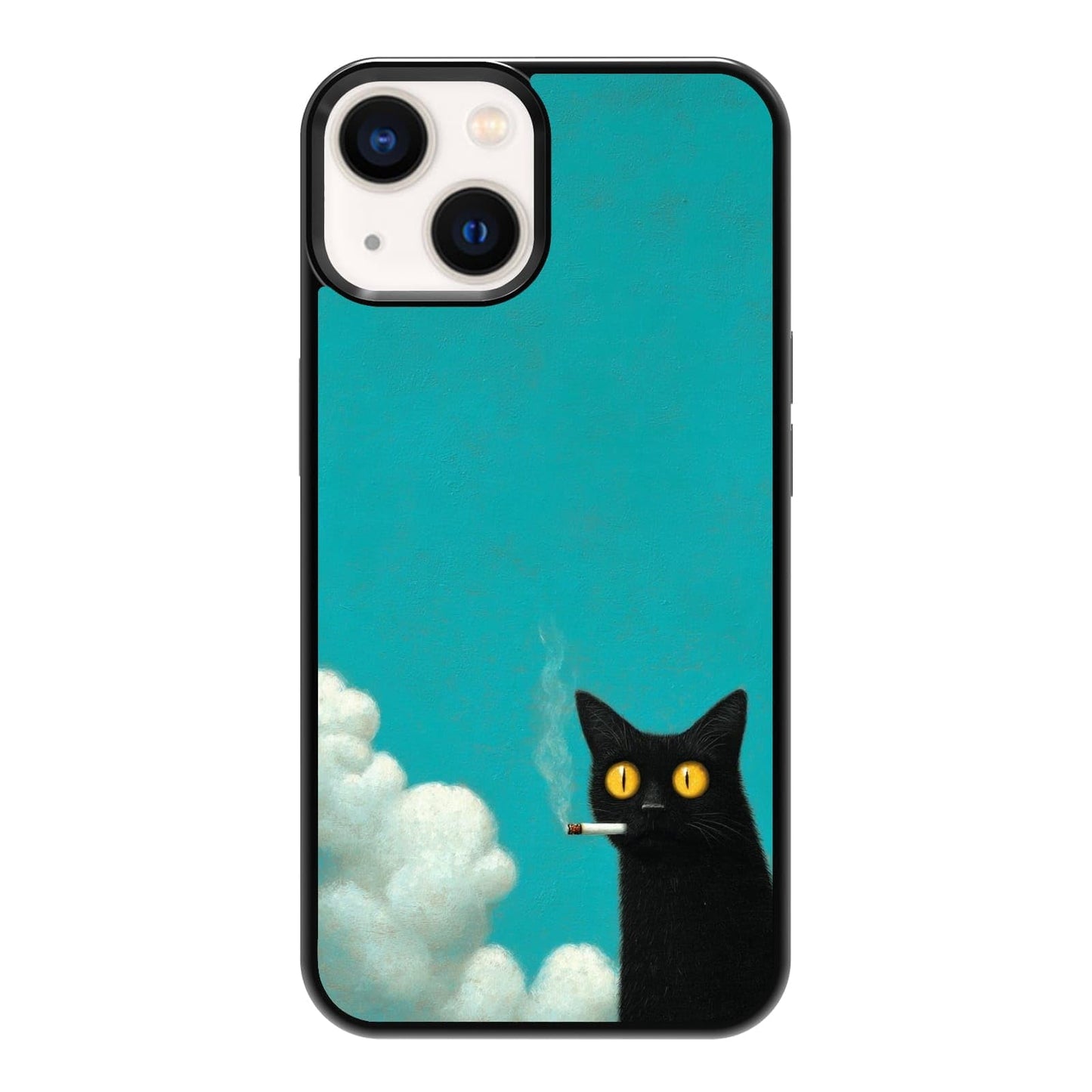 Lush Tropical Monstera Leaves Black Cat Botanical Art Phone Case, Shockproof Protective Cover for iPhone 11 12 13 14 15 16 17 Pro Max Plus Mini XR 7 8 SE