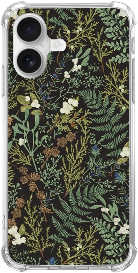 Forest Ferns Phone Case for iPhone 16, Dark Green Nature Plant Cover for iPhone 16, Cool TPU Bumper Phone Case