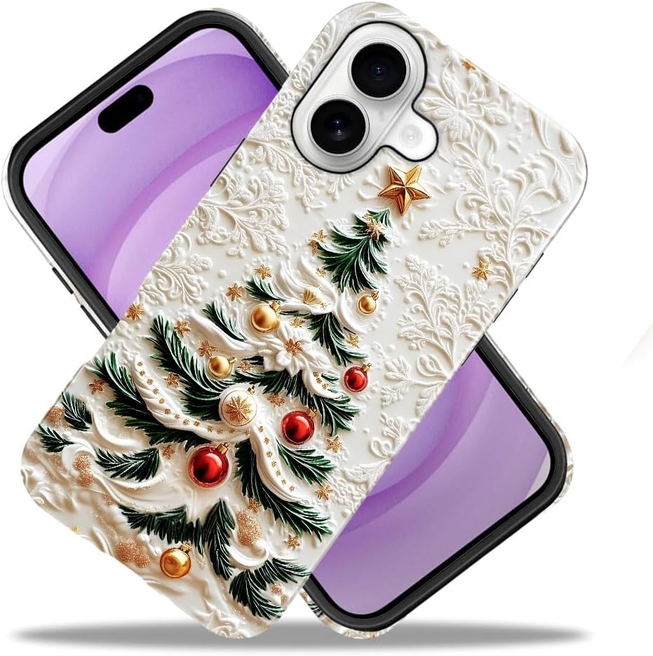 DAIZAG Case Compatible with iPhone 17,Glossy Durable Shock Protection Cover for Girl Women,Christmas Tree Snowflake Pattern
