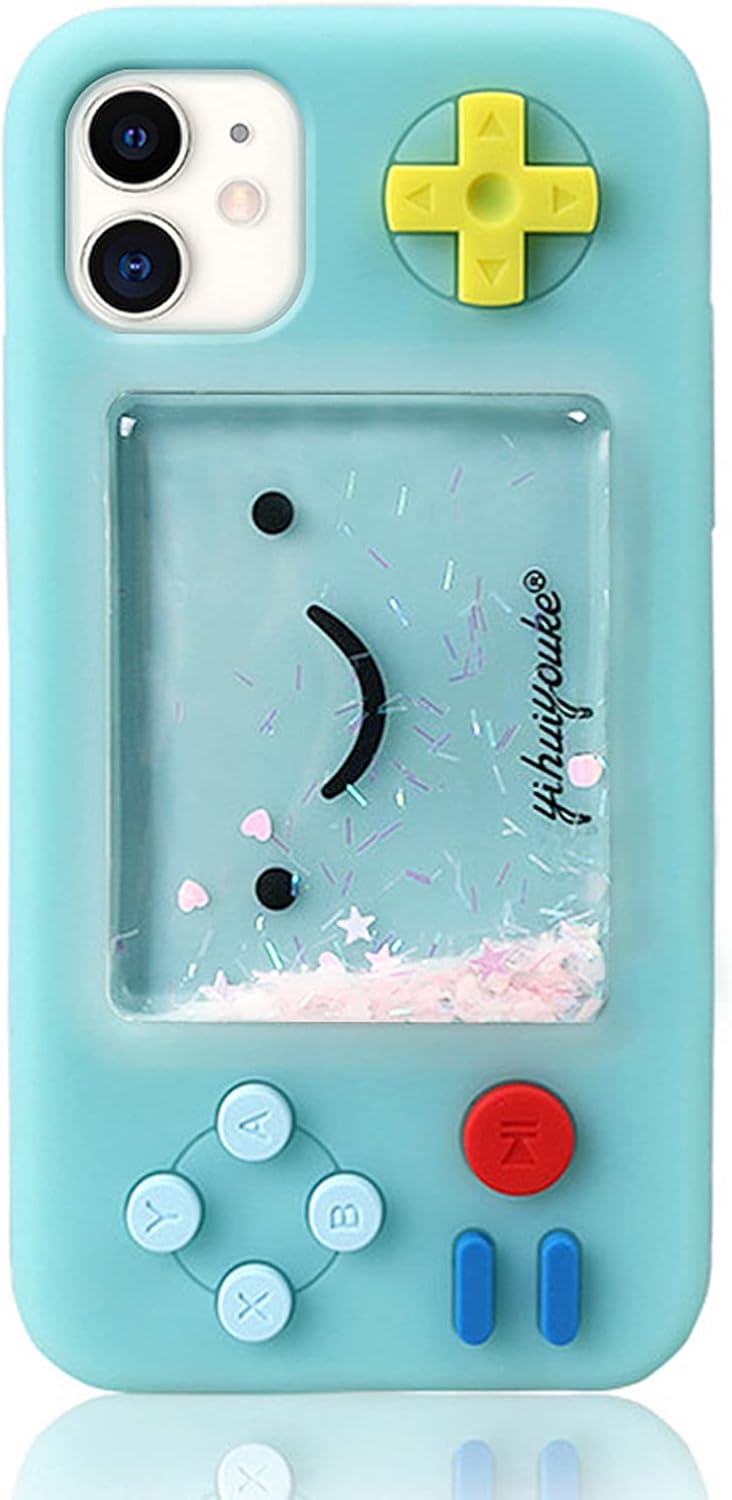 UnnFiko Squishy 3D Cartoon Game Shape Case Compatible with iPhone 14, Creative Liquid Stars Funny Play Case Soft Rubber Protective Cover (Blue, iPhone 14)