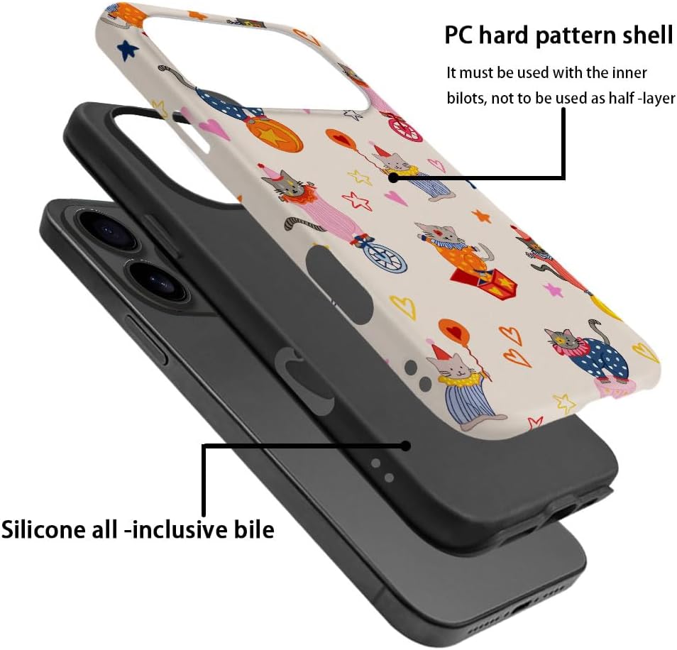 Case for iPhone 17 Pro - [Drop Protection Phone Cover] - Hybrid Case for Girl Women - Cute Cat Playful