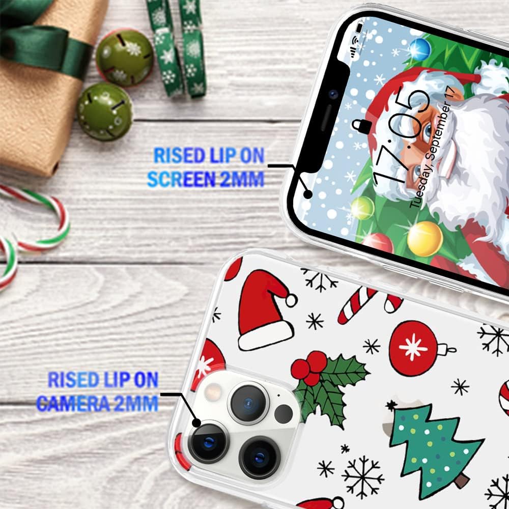 LCHULLE for iPhone 12/12 Pro Christmas Case Xmas Santa Holiday Clear Case | Cute Transparent Design for Women Men Kids, Slim Fit Soft TPU Silicone Shockproof Protective Back Cover - Xmas Tree
